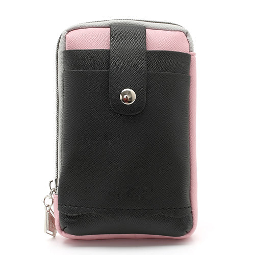 Zipper Around Three Slots Wallet Phone Pouch Bag for Samsung Galaxy S4 i9500 S III I9300 Mega 5.8 I9150 iPhone SE 5s 5 5c- Black