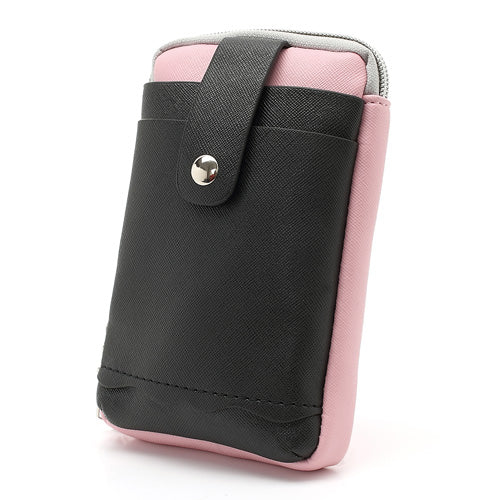 Zipper Around Three Slots Wallet Phone Pouch Bag for Samsung Galaxy S4 i9500 S III I9300 Mega 5.8 I9150 iPhone SE 5s 5 5c- Black