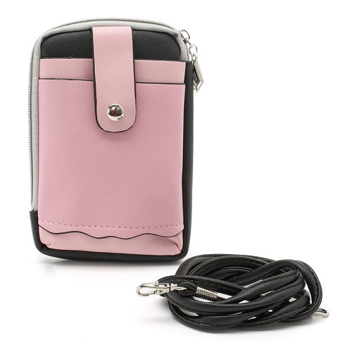 Zipper Around Three Slots Wallet Phone Pouch Bag for Samsung Galaxy S4 i9500 S III I9300 Mega 5.8 I9150 iPhone SE 5s 5 5c - Pink