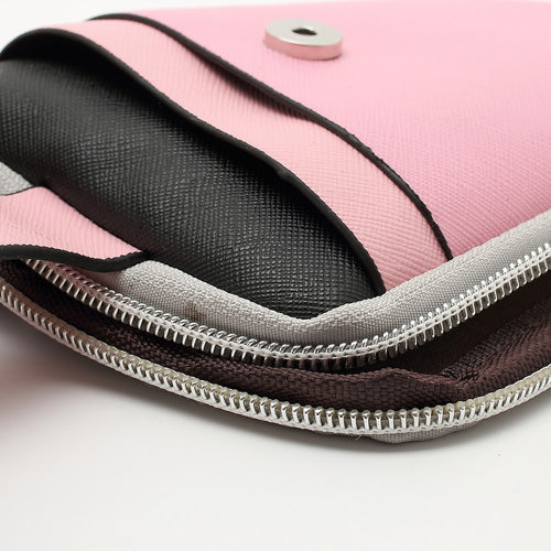 Zipper Around Three Slots Wallet Phone Pouch Bag for Samsung Galaxy S4 i9500 S III I9300 Mega 5.8 I9150 iPhone SE 5s 5 5c - Pink