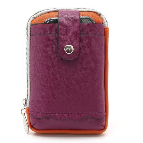 Zipper Around Three Slots Wallet Phone Pouch Bag for Samsung Galaxy S4 i9500 S III I9300 Mega 5.8 I9150 iPhone SE 5s 5 5c - Purple