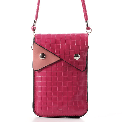 Rose Woven Leather Pouch Case Bag w/ Belt for iPhone 4 4S 5 5s 5c / Samsung i9500 i9300 i9190 / LG Sony HTC Etc.