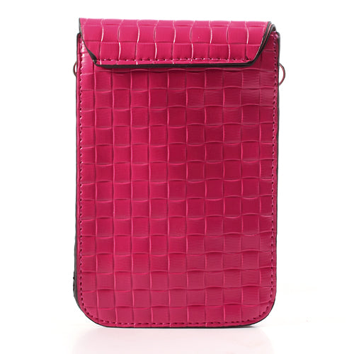 Rose Woven Leather Pouch Case Bag w/ Belt for iPhone 4 4S 5 5s 5c / Samsung i9500 i9300 i9190 / LG Sony HTC Etc.