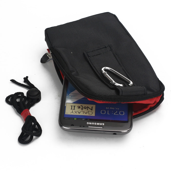 Union Jack Carabiner Pouch Bag for Samsung Galaxy Note 2 N7100 / N7000 / I717 / Digi Camera - Red