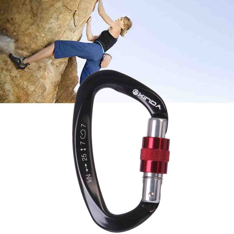 Uniqkart XD-Q9628 Professional Climbing D-shaped Master Lock Carabiner Safety Buckle Outdoor Climbing Equipment Supplies(Black)