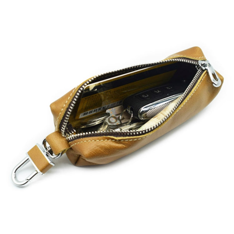 Car Keys Holder Genuine Leather Coin Purse for Men Key Wallets(Yellow)