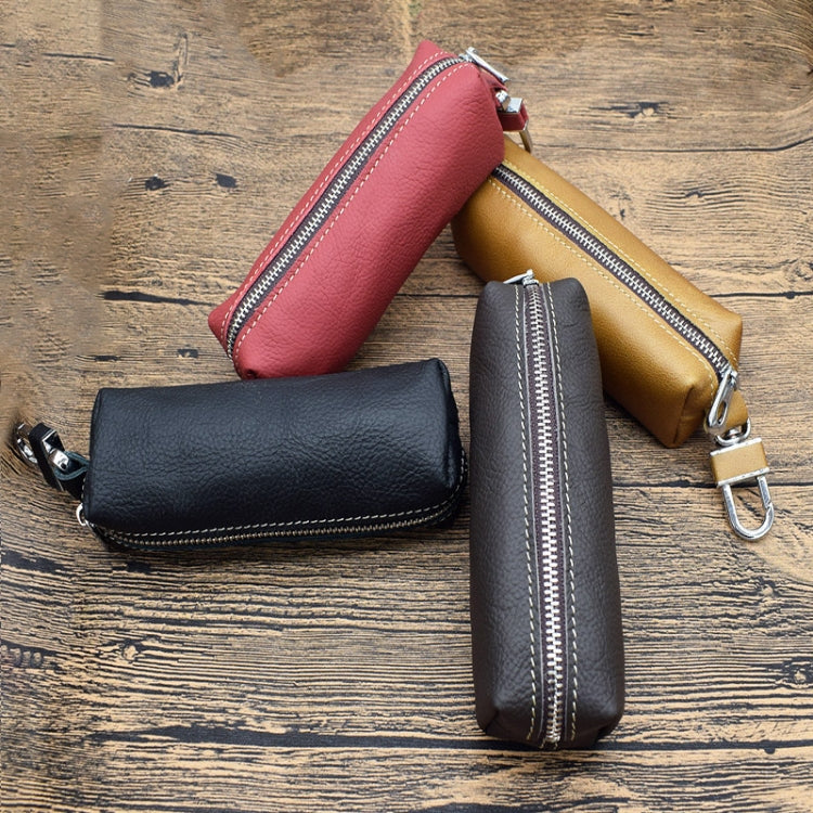 Car Keys Holder Genuine Leather Coin Purse for Men Key Wallets(Yellow)