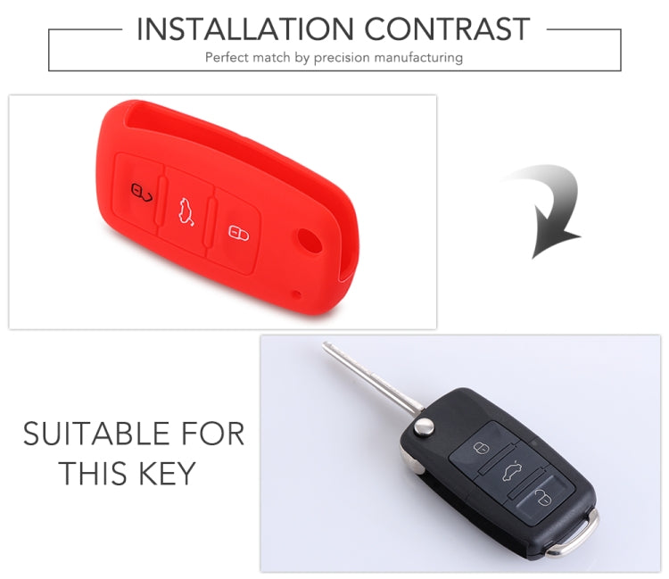 2 PCS Silicone Car Key Cover Case for Volkswagen Golf(Red)