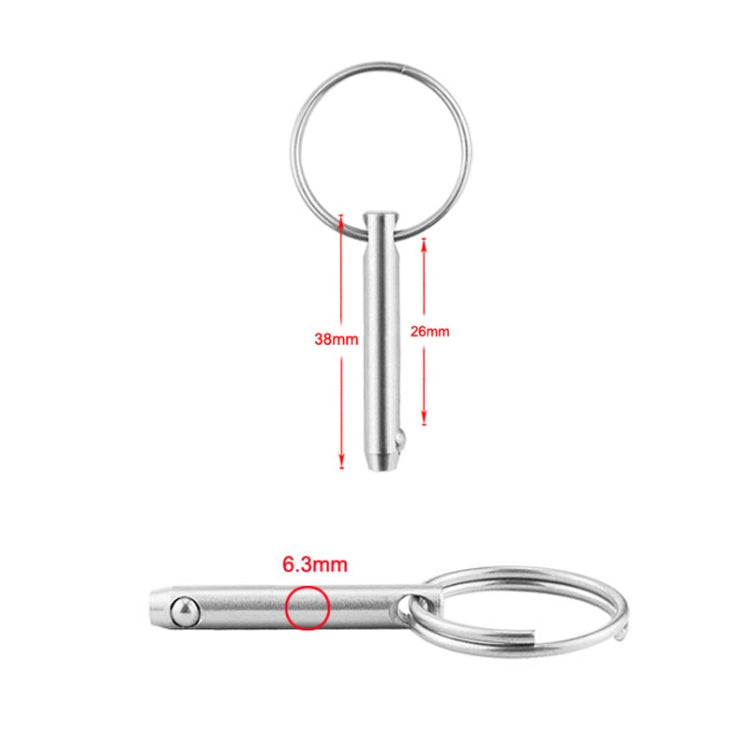 3 PCS Boat Accessories 316 Stainless Steel Ball Pin Quick Release And Quick Release Safety Pin Spring Steel Ball Pin, Size: 6.3x38mm