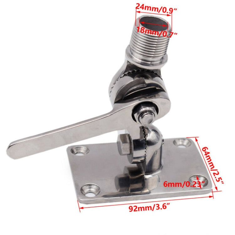 316 Stainless Steel Marine VHF Adjustable Antenna Base Mount For Boat, Specification: 92mm