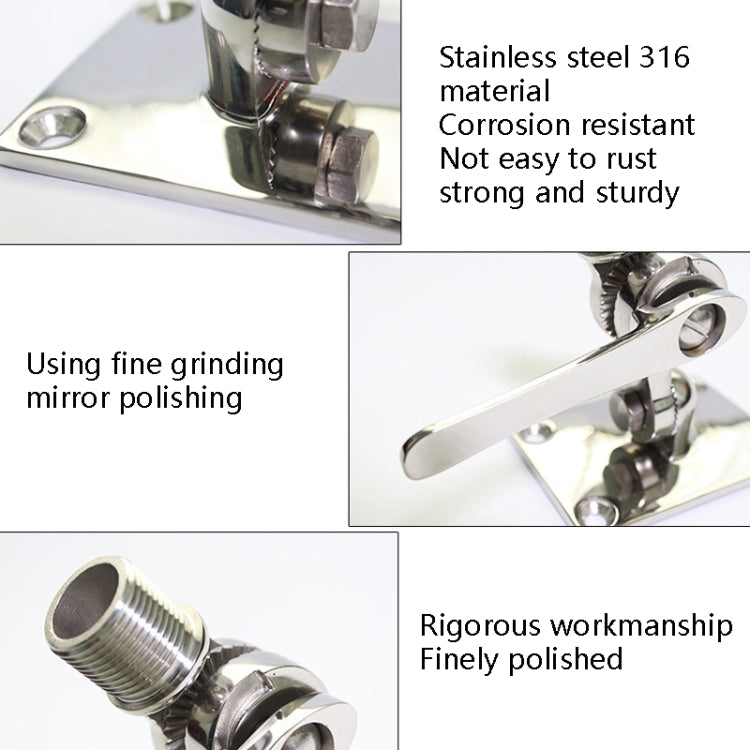 316 Stainless Steel Marine VHF Adjustable Antenna Base Mount For Boat, Specification: 92mm