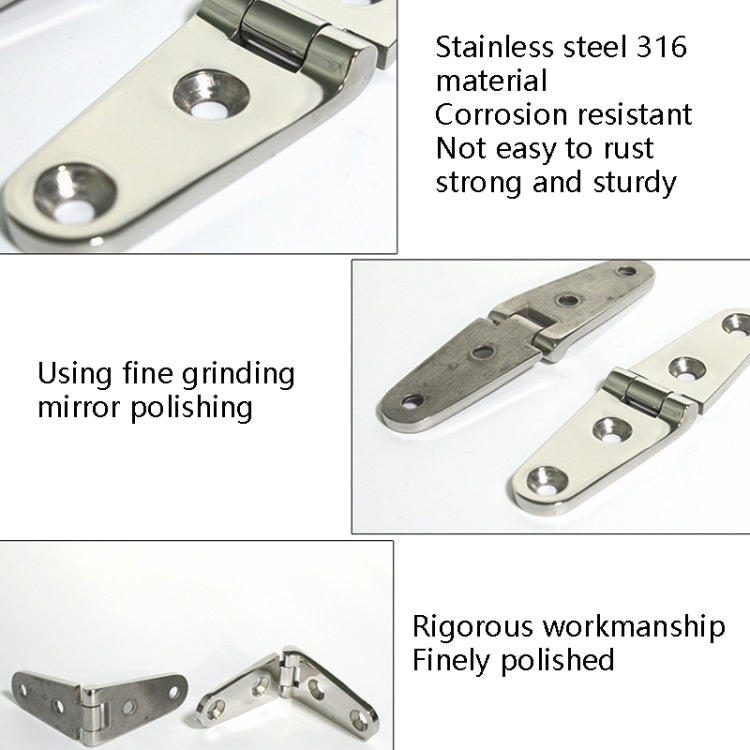 Four-Hole Stainless Steel Hinge 316 Flat Open Bearing Hinge, Specification: 103 x 27mm