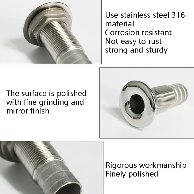 316 Stainless Steel Drain Pipe Tube Marine Drain Joint Fitting For Boat Yacht, Specification: 1/2inch