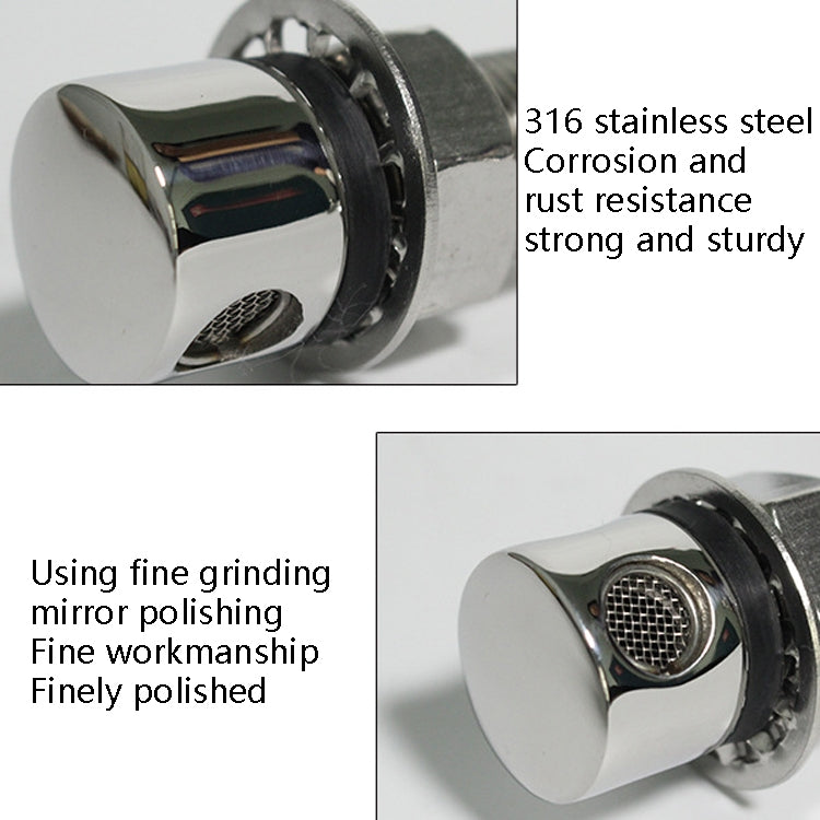 Fuel Breather Vent Straight 316 Stainless Steel Boat Cabin Oiling Fueling Oil Port Vent Accessories