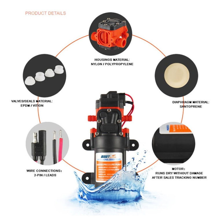 12V Marine Yacht Caravan Diaphragm Pump DC Water Pump Automatic Suction Pump