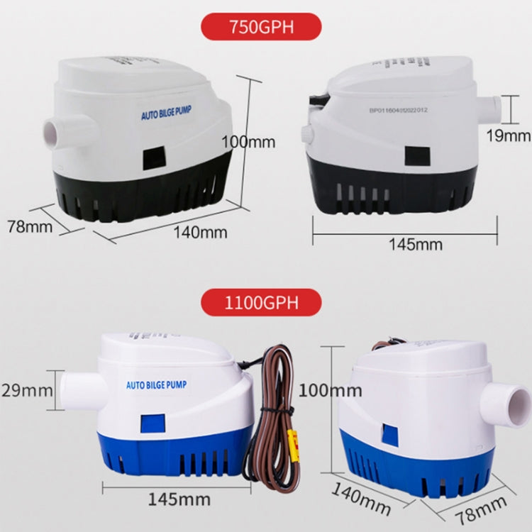 600GPH-24V Blue Automatic Bilge Pump Submersible Water Electric Pump For Yacht Marine Boat