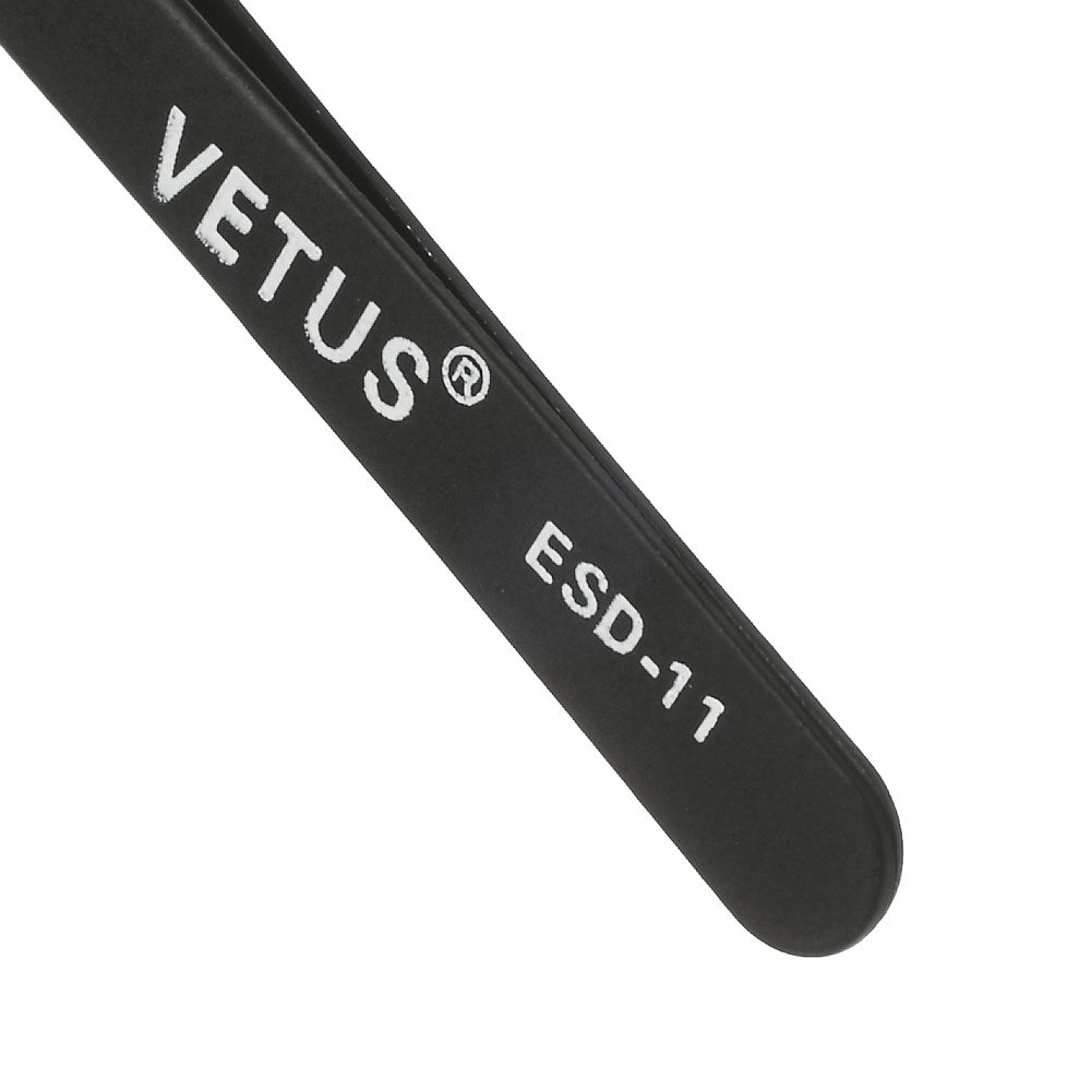VETUS ESD-11 Anti-Static Fine Tip Straight Stainless Steel Tweezer Repair Tool, Length: 140mm