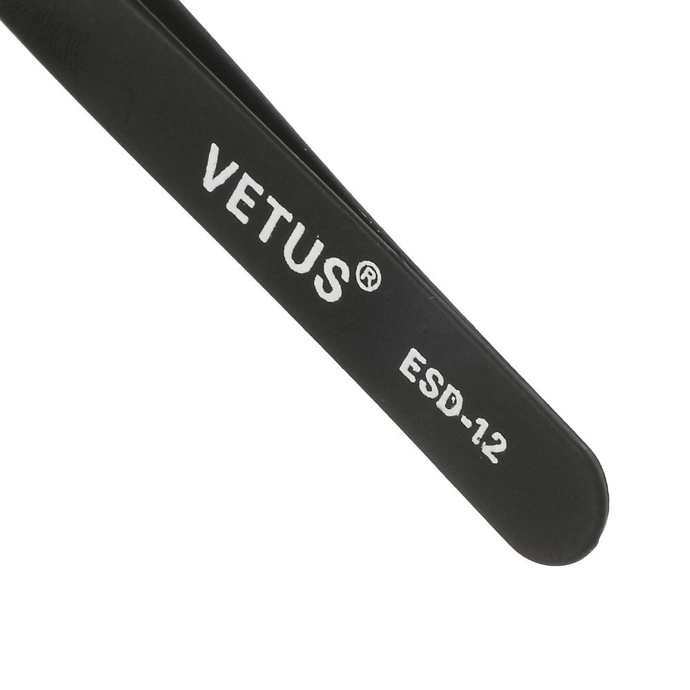 VETUS ESD-12 Anti-Static Stainless Steel Fine Tip Straight Tweezer Repair Tool, Length: 135mm
