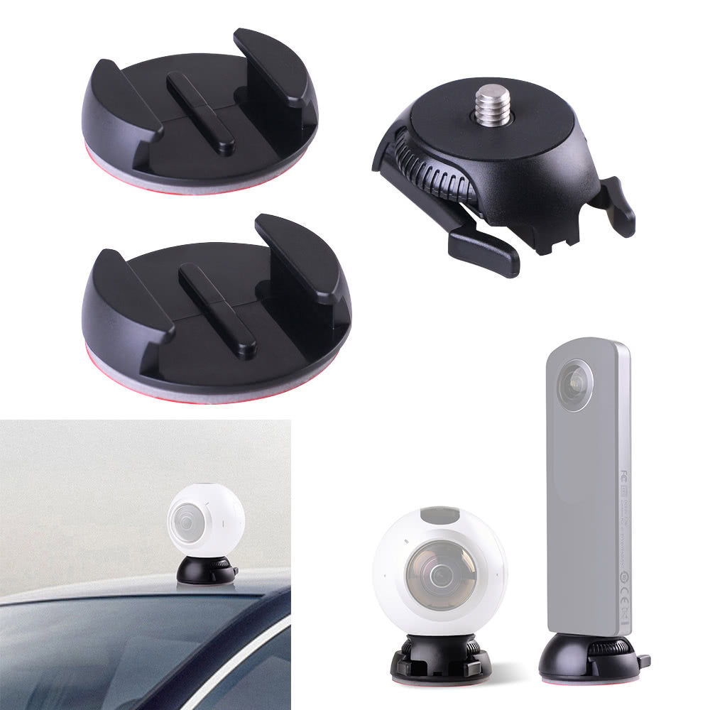 for Samsung Gear Including Buckle + Flat and Curved Base Adhesive Tape 360 Camera Quick Release Mount Holder