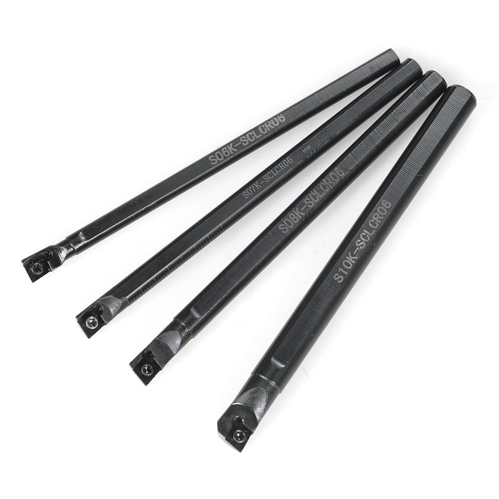 10Pcs/Box CCMT060204-HM Carbide Inserts + 6/7/8/10mm SCLCR06 Holder Boring Bar + 4pcs Wrench CNC Lathe Turning Tool