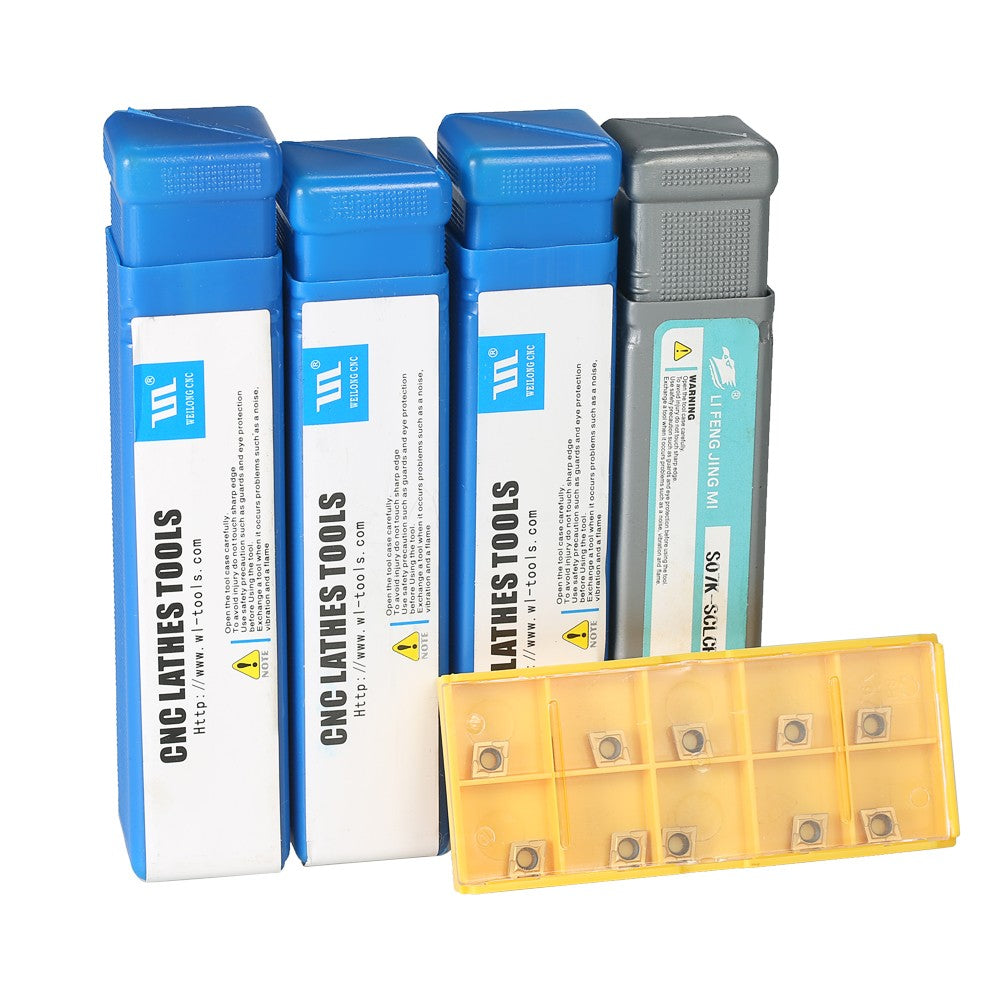 10Pcs/Box CCMT060204-HM Carbide Inserts + 6/7/8/10mm SCLCR06 Holder Boring Bar + 4pcs Wrench CNC Lathe Turning Tool