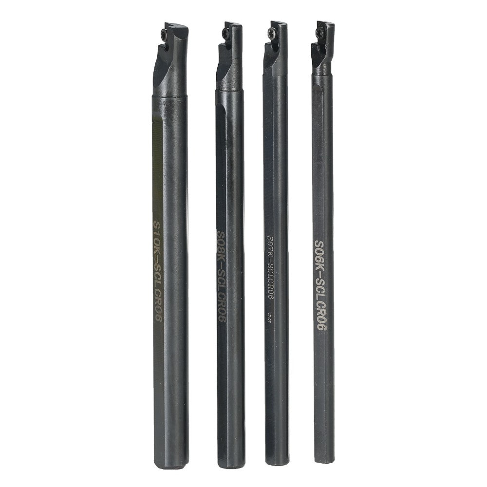 10Pcs/Box CCMT060204-HM Carbide Inserts + 6/7/8/10mm SCLCR06 Holder Boring Bar + 4pcs Wrench CNC Lathe Turning Tool