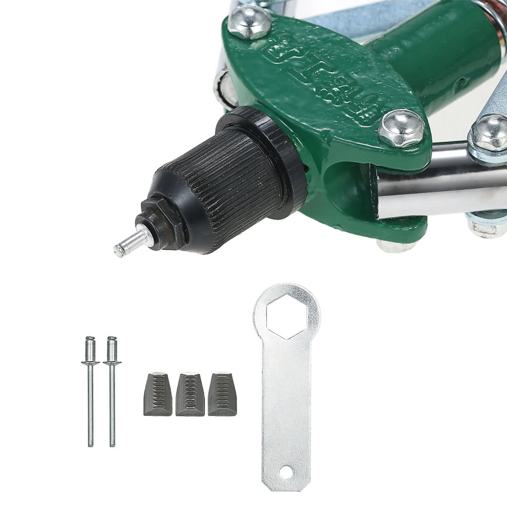Riveting Gun Manual Pull Rivet Pliers Double Core-pulling Hand Rivet Gun Pull Cap Gun Clinch Bolt - Green/Silver