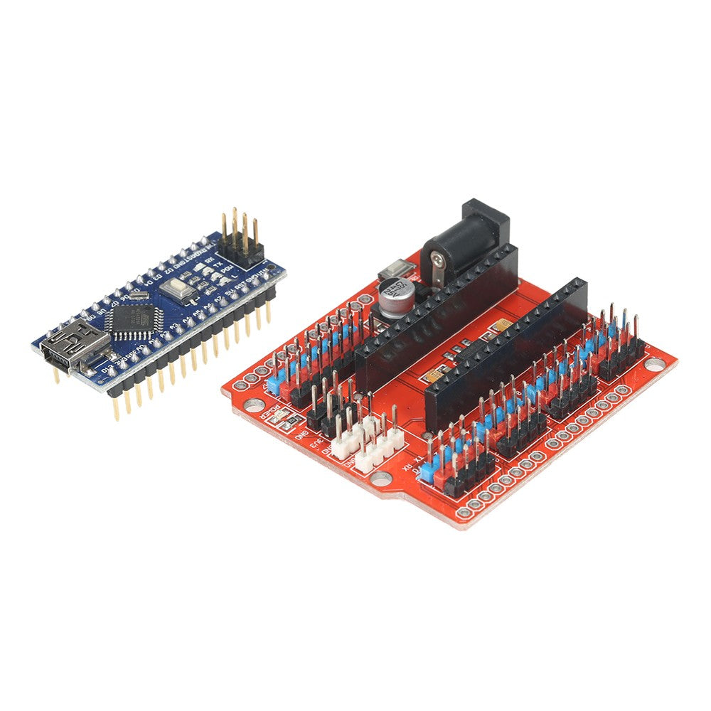 Uniqkart for Arduino NANO I/O Expansion Sensor Shield RED Module + UNO R3 Nano V3.0 ATmega328P Board