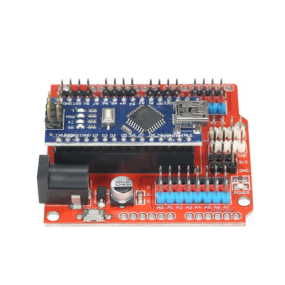 Uniqkart for Arduino NANO I/O Expansion Sensor Shield RED Module + UNO R3 Nano V3.0 ATmega328P Board