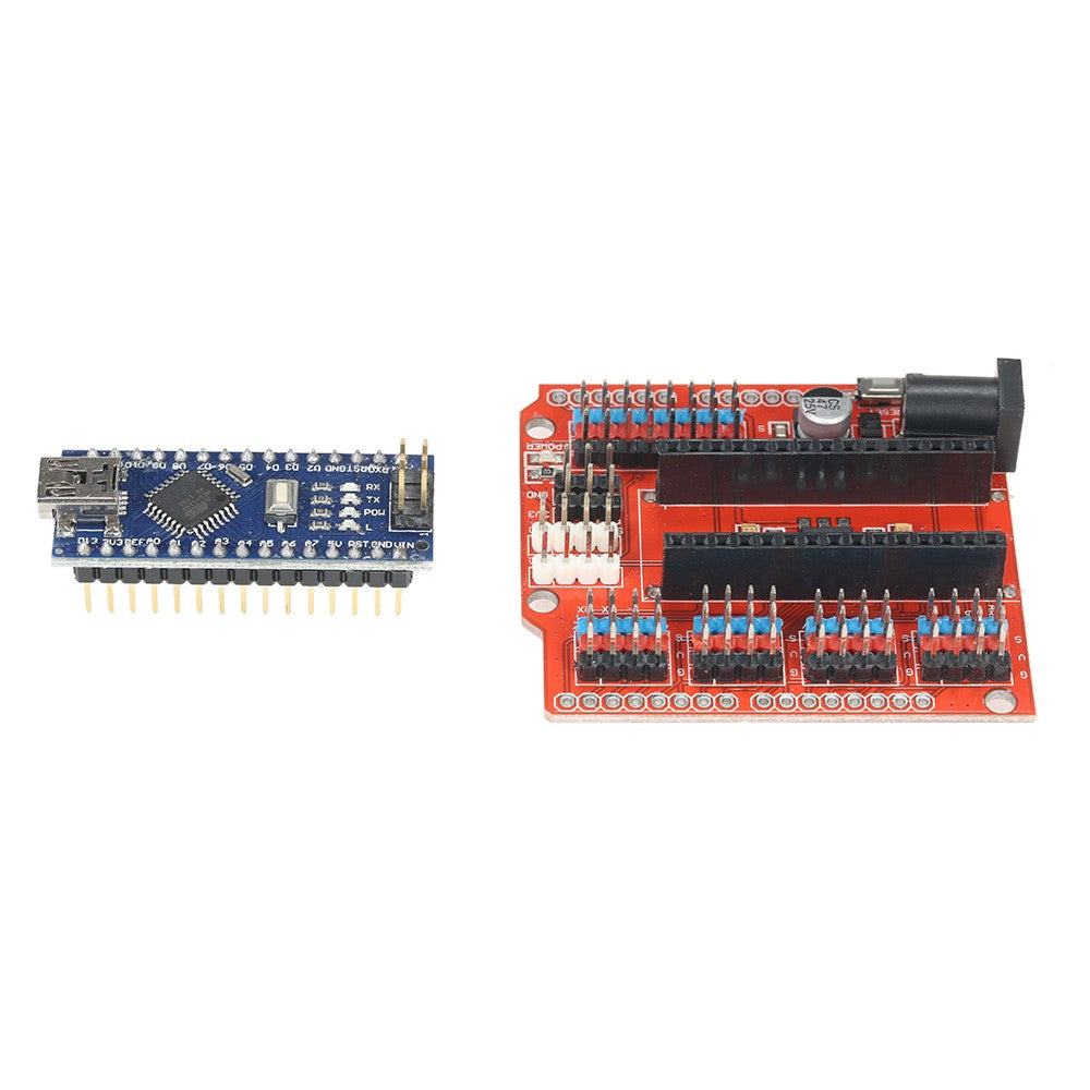 Uniqkart for Arduino NANO I/O Expansion Sensor Shield RED Module + UNO R3 Nano V3.0 ATmega328P Board