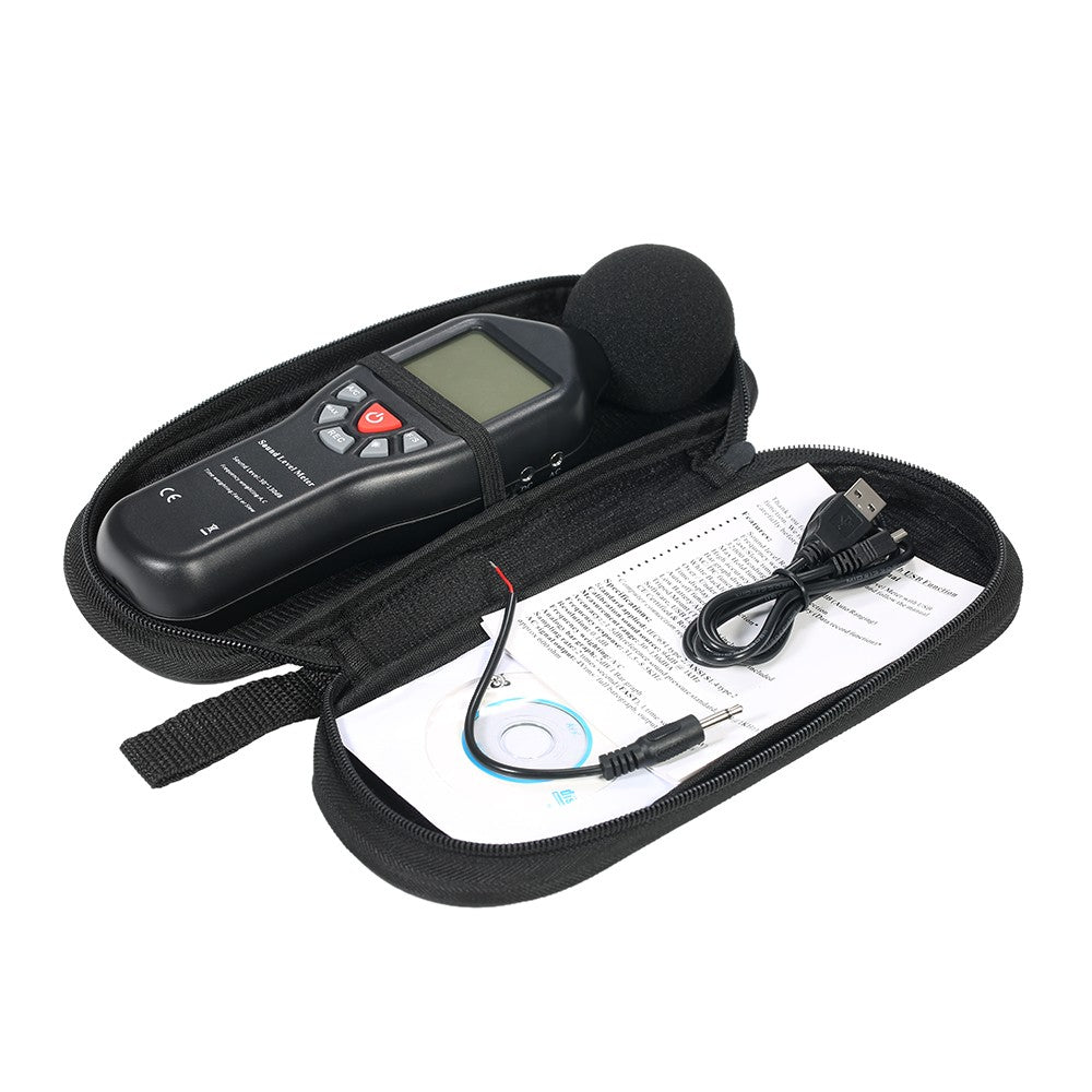 30-130dBA Noise Measuring LCD Digital Sound Level with Data Logging Function Meter Instrument Decibel Monitoring Tester