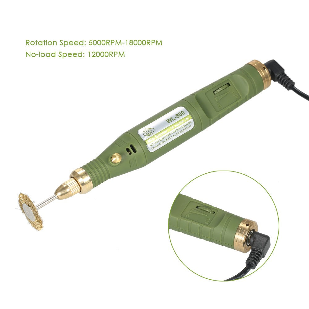 Electric Drill Grinding Milling Engraving Polishing Tools Mini Multi-functional Variable Speed Rotary Tool and Accessories Kit - EU Plug / Army Green