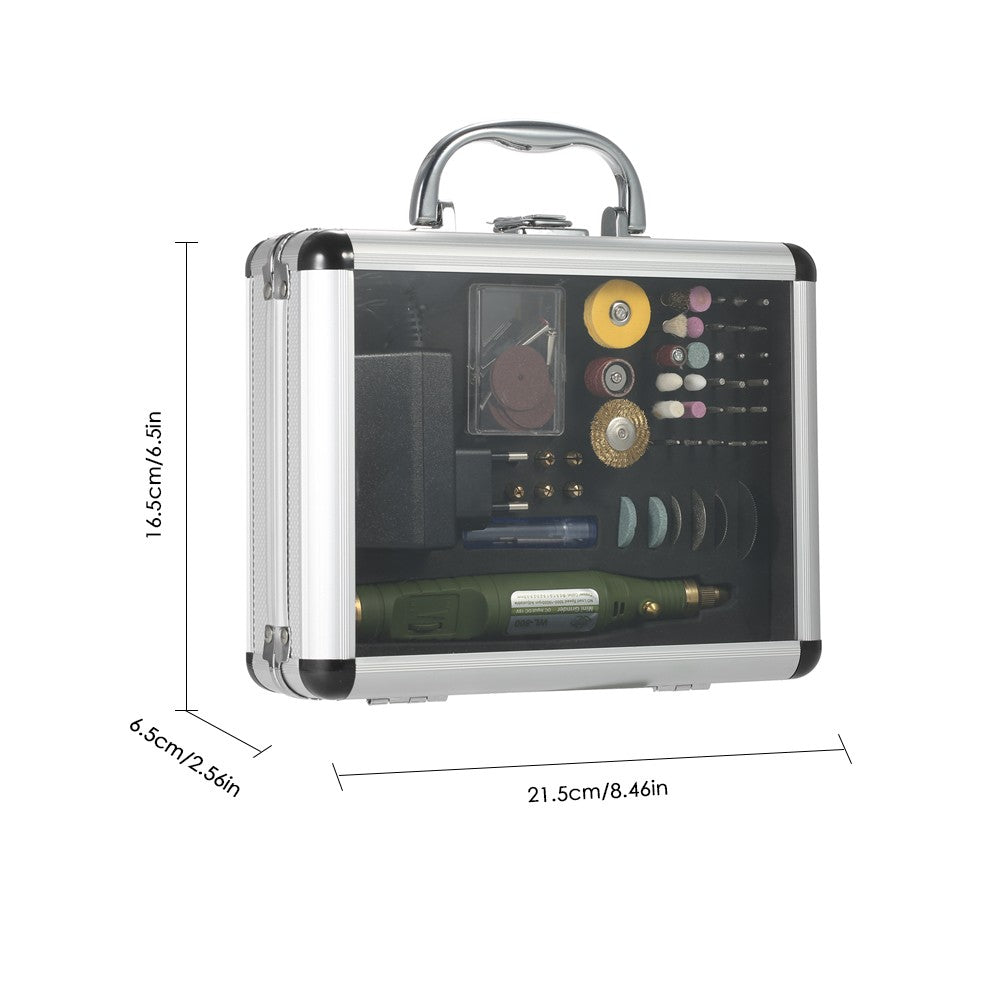 Electric Drill Grinding Milling Engraving Polishing Tools Mini Multi-functional Variable Speed Rotary Tool and Accessories Kit - EU Plug / Army Green