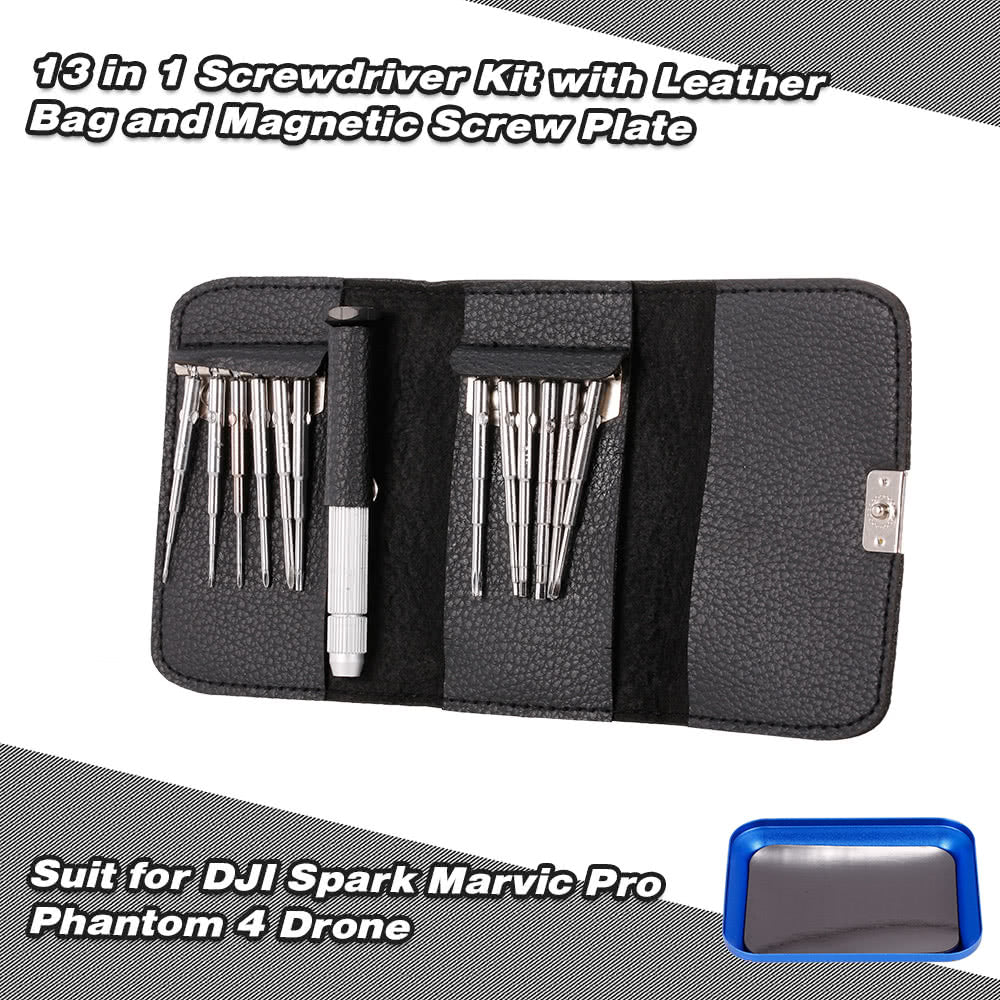 13-in-1 Screwdriver Kit with Leather Bag and Magnetic Screw Plate for DJI Spark Mavic Pro Phantom 4 Drone
