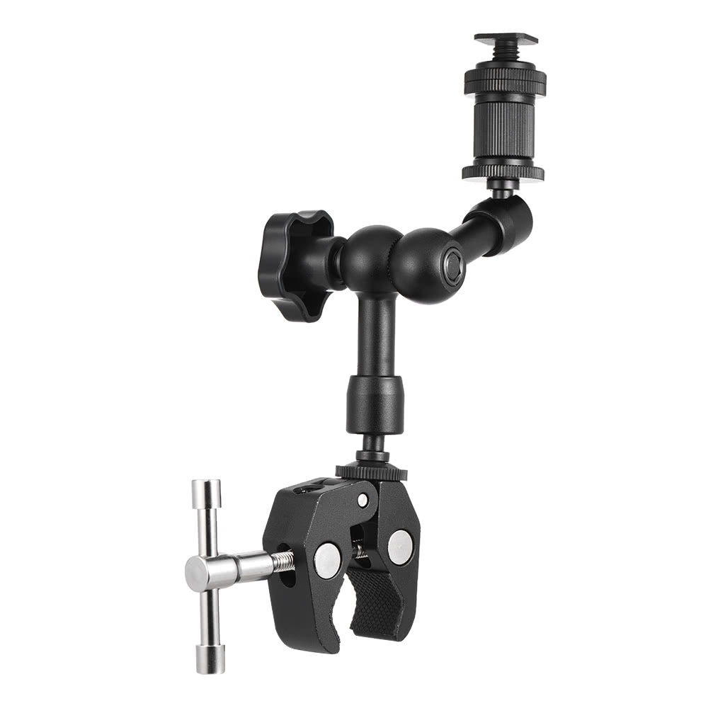 7-inch Friction Arm Adjustable Articulating Arm Plier Clip Clamp Mount for Field Monitor LED Light Flash Microphone