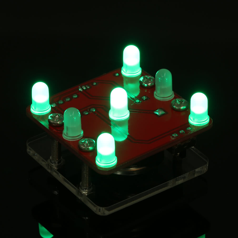 DIY LED Dice Kit Swing Shaking Module with Small Vibration Motor - Green