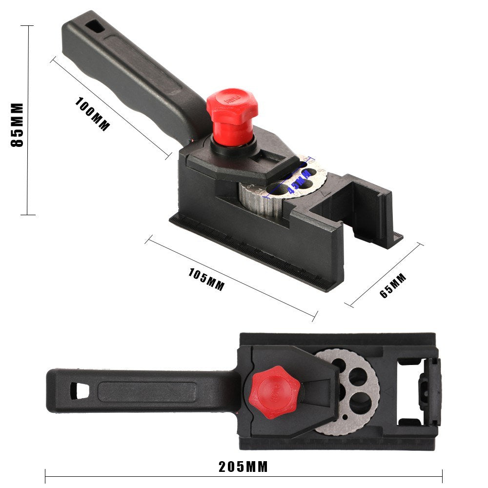 10-Hole Punch Locator Punching Positioning Fixture Device for Woodworking - Black/Red
