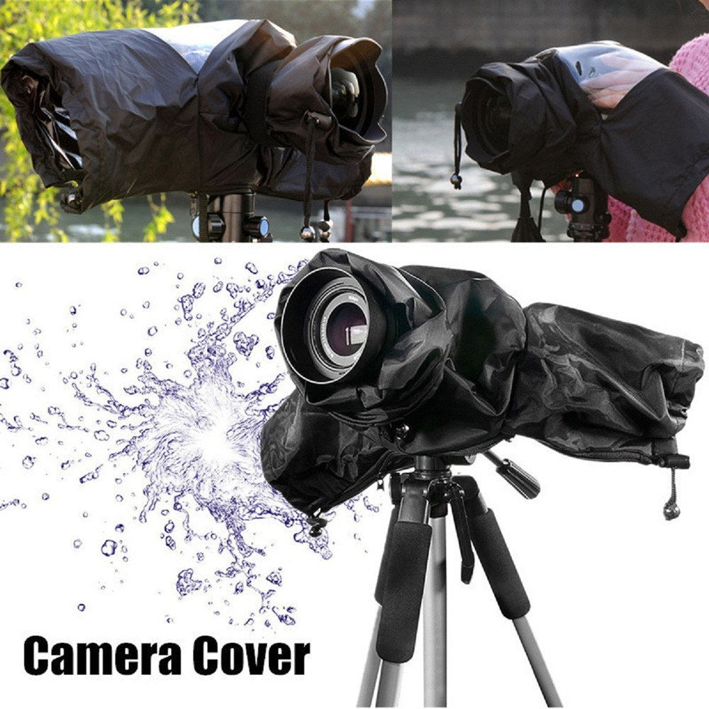 Rainproof Raincoat Waterproof Camera Rain Cover Coat Bag Protector for Canon Nikon DSLR Cameras - Black/Transparent