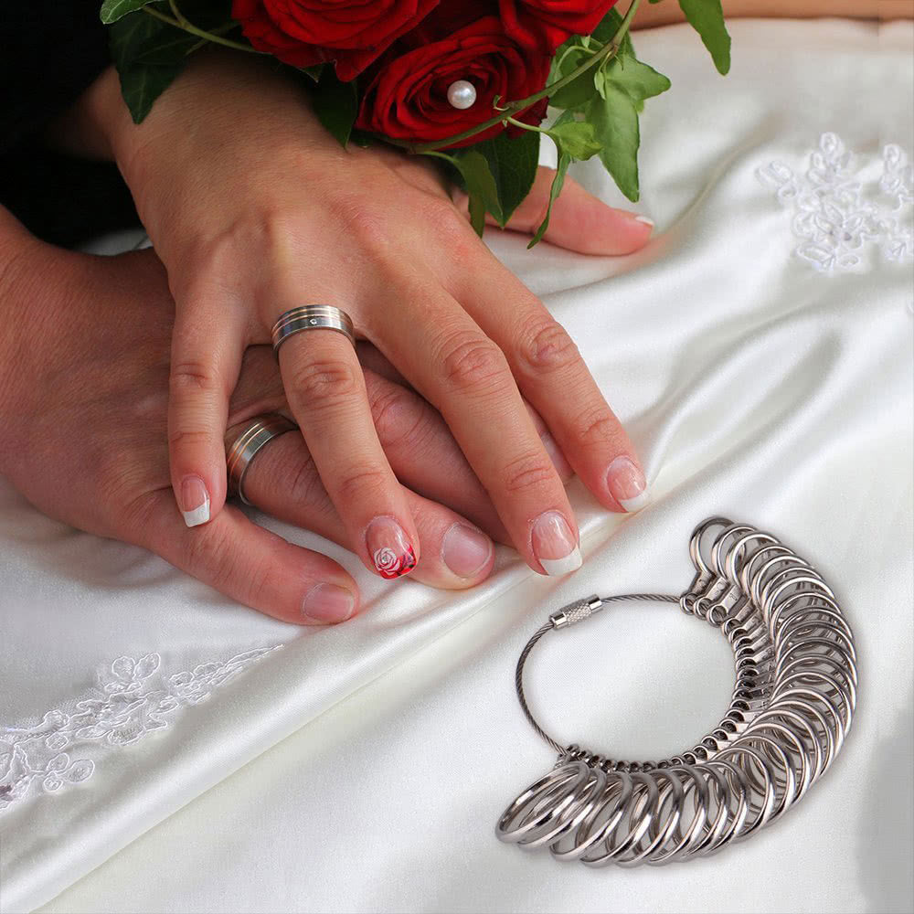 Ring-sizer Gauge Tool Finger Sizing Measuring Stick Metal Ring Mandrel US Size Set 1-13 of 27 Pcs Circle Models - Silver