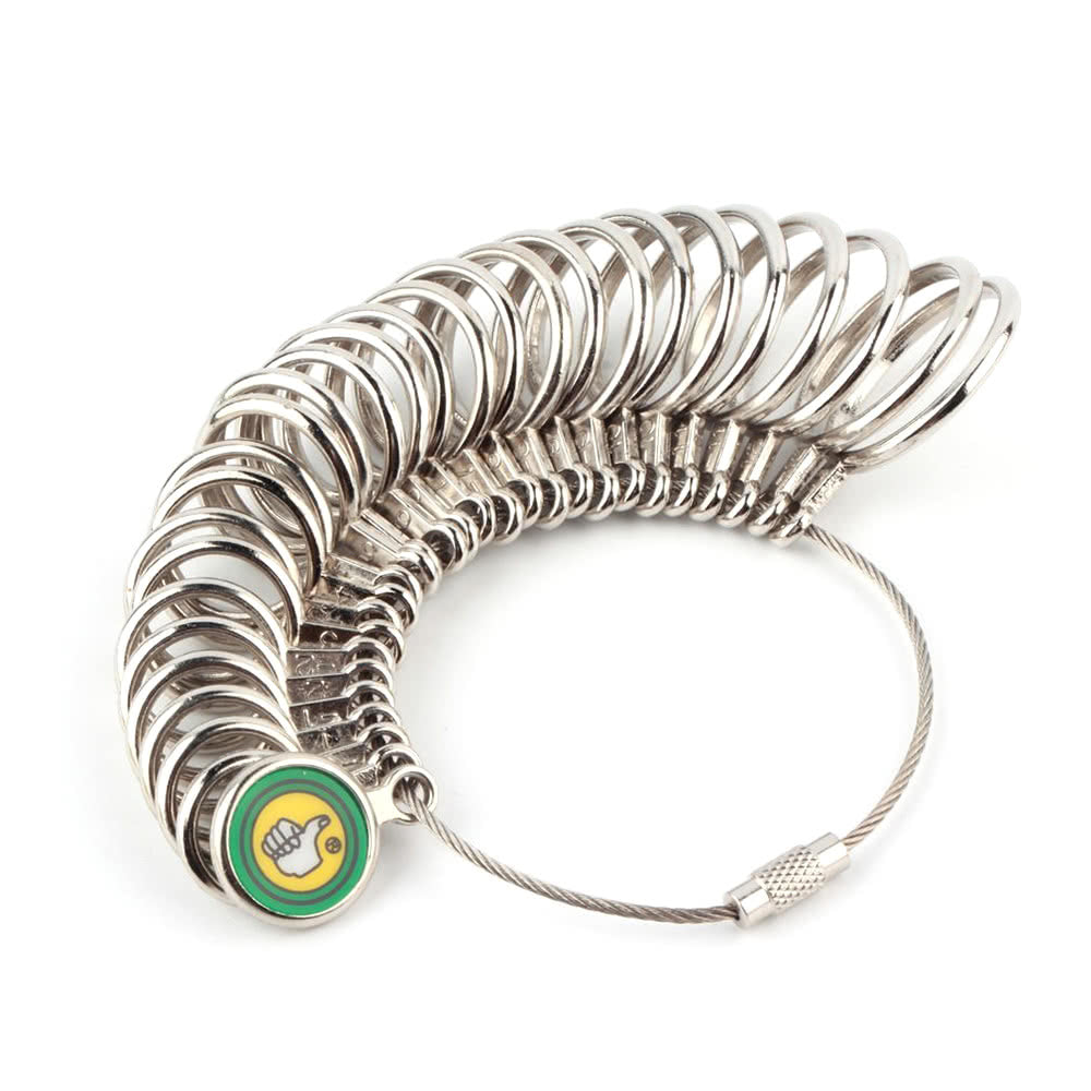 Ring-sizer Gauge Tool Finger Sizing Measuring Stick Metal Ring Mandrel US Size Set 1-13 of 27 Pcs Circle Models - Silver