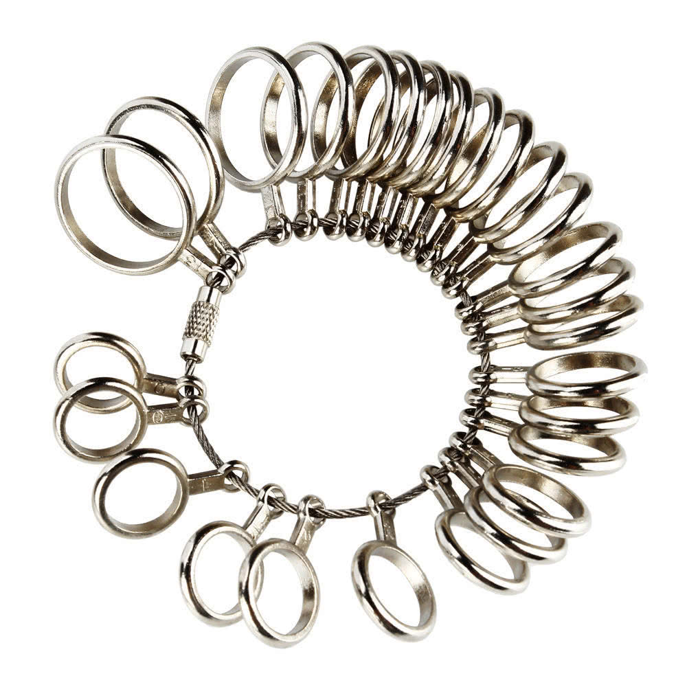 Ring-sizer Gauge Tool Finger Sizing Measuring Stick Metal Ring Mandrel US Size Set 1-13 of 27 Pcs Circle Models - Silver