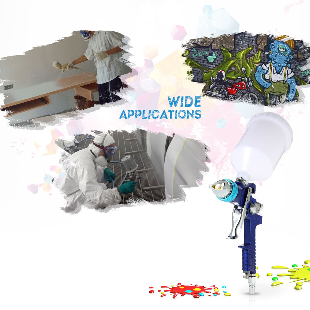 Gravity Feed HVLP Paint Spray Gun Airbrush Nozzle Car Furniture Finishing Coat Spraying Tool - 1.4mm Nozzle Diameter