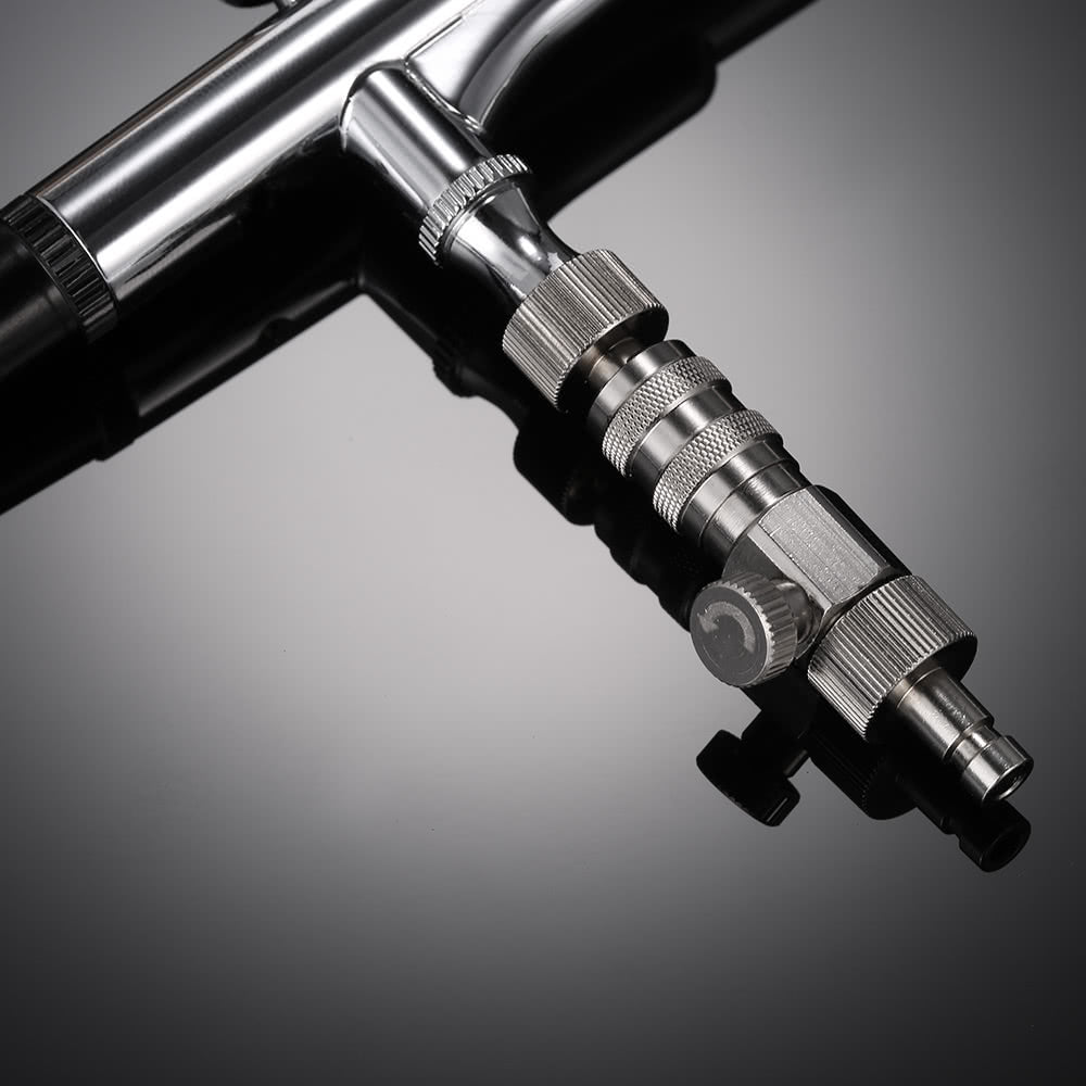 Airbrush Quick Release Plug Coupling Disconnect Coupler Adjustment Control Valve 3 Male Adapters - Silver