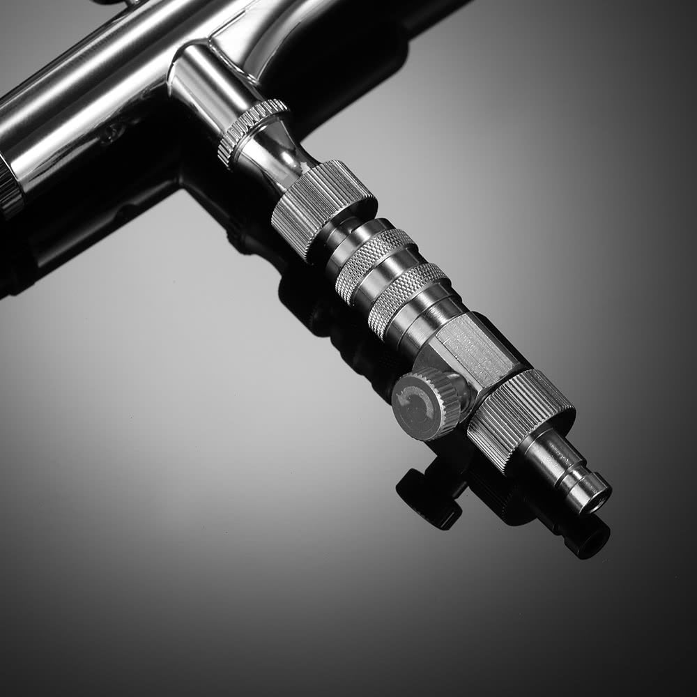 Airbrush Quick Release Plug Coupling Disconnect Coupler Adjustment Control Valve 3 Male Adapters - Silver