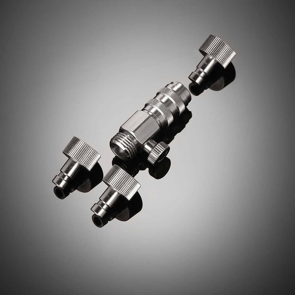 Airbrush Quick Release Plug Coupling Disconnect Coupler Adjustment Control Valve 3 Male Adapters - Silver