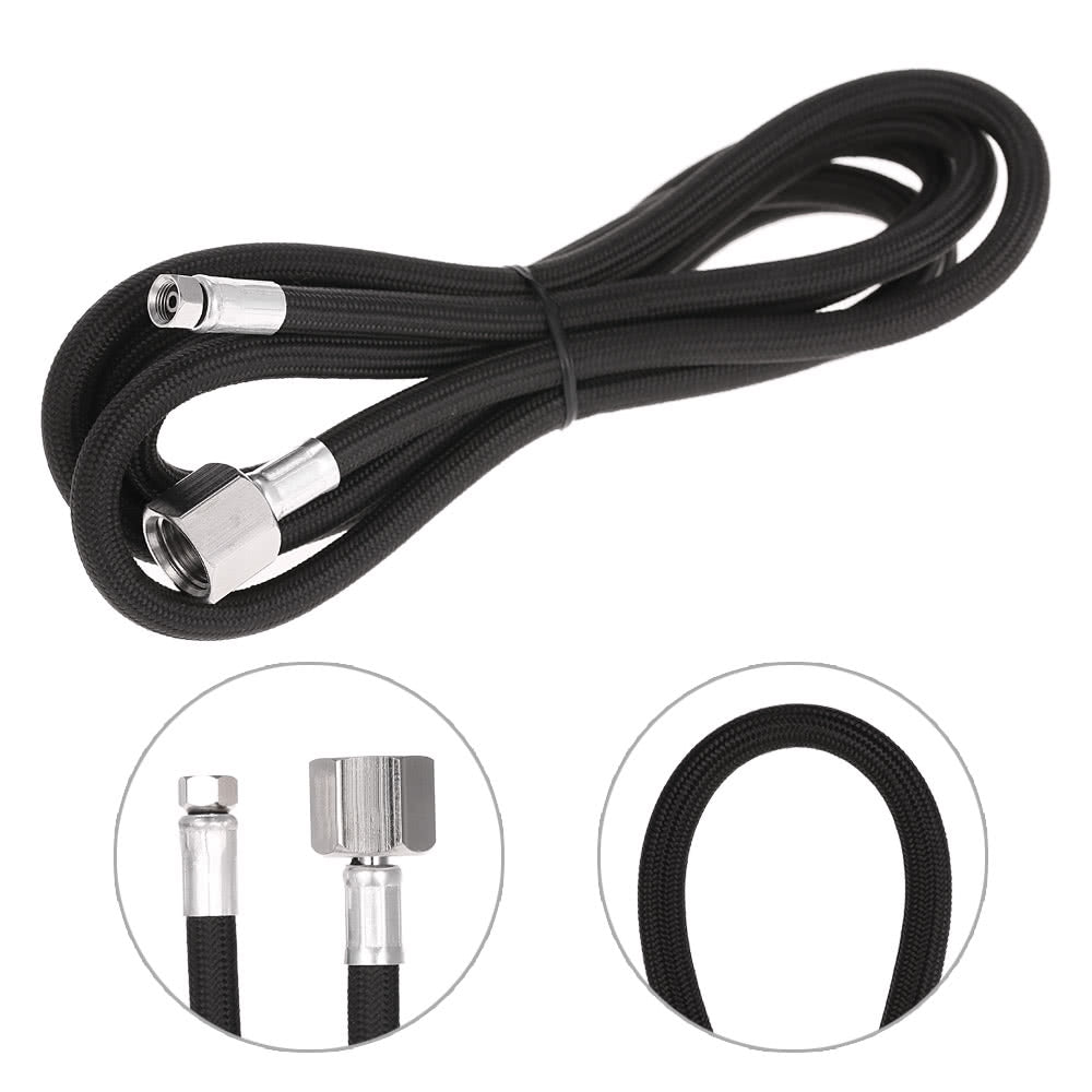 6' Nylon Braided Airbrush Hose with Standard BSP Fitting Ends Regulator Compressor - Black