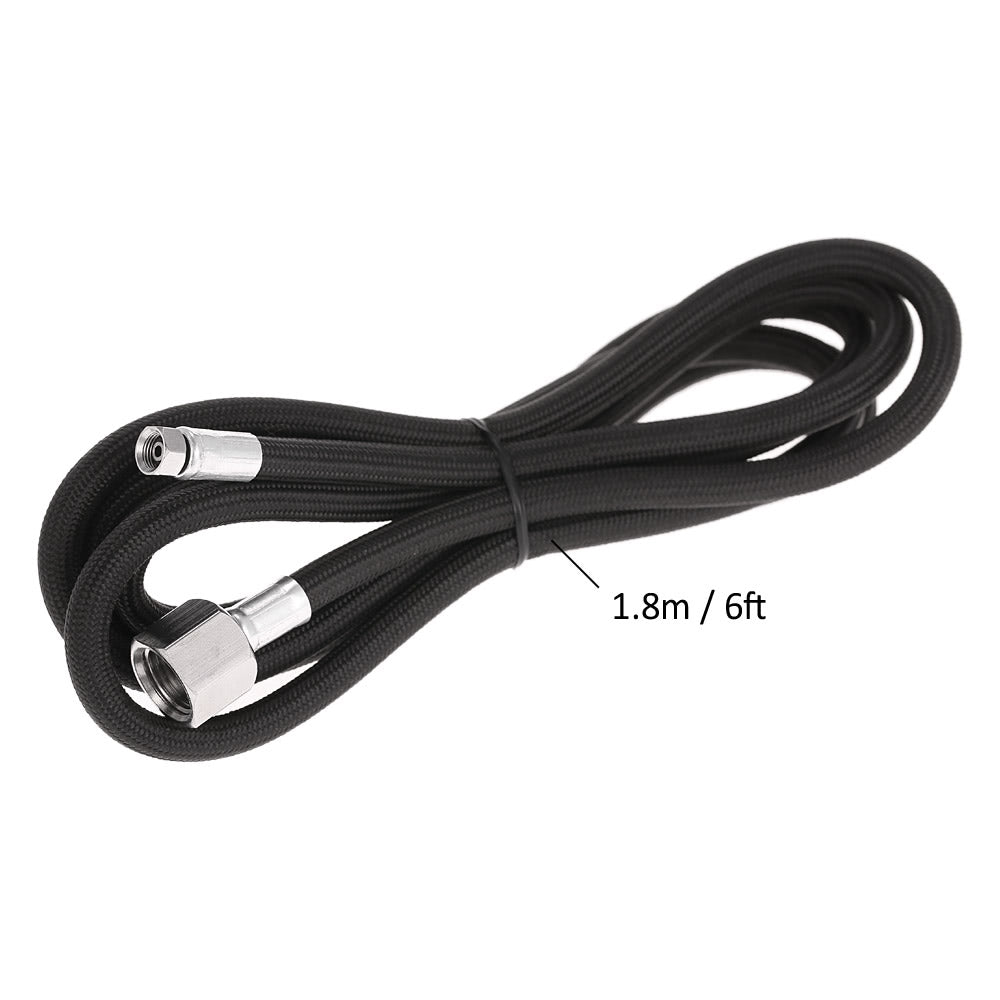 6' Nylon Braided Airbrush Hose with Standard BSP Fitting Ends Regulator Compressor - Black