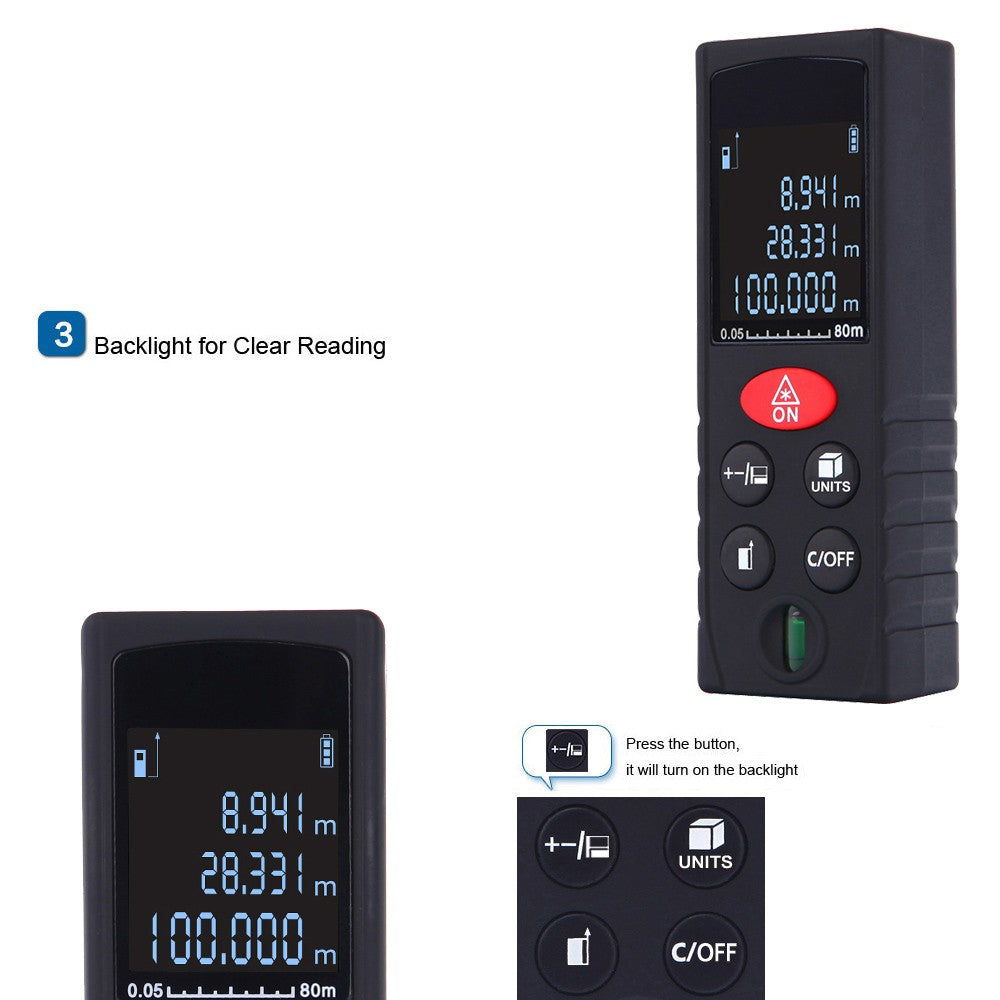 40m/131ft Mini Handheld Digital Laser Distance Meter High Precision Range Finder - e1203-80 40m/131ft