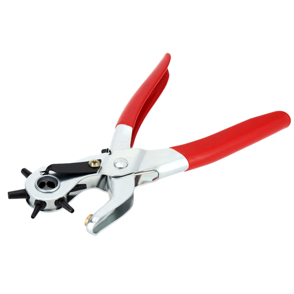 Hole Punching Machine 9inch Punch Plier Round Hole Perforator Tool Make Hole Puncher for Watchband - Red