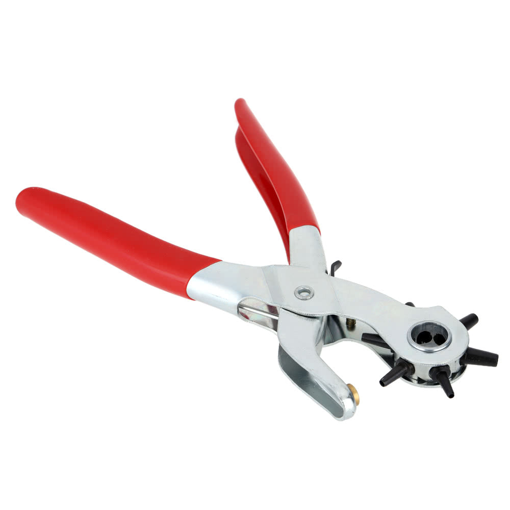 Hole Punching Machine 9inch Punch Plier Round Hole Perforator Tool Make Hole Puncher for Watchband - Red